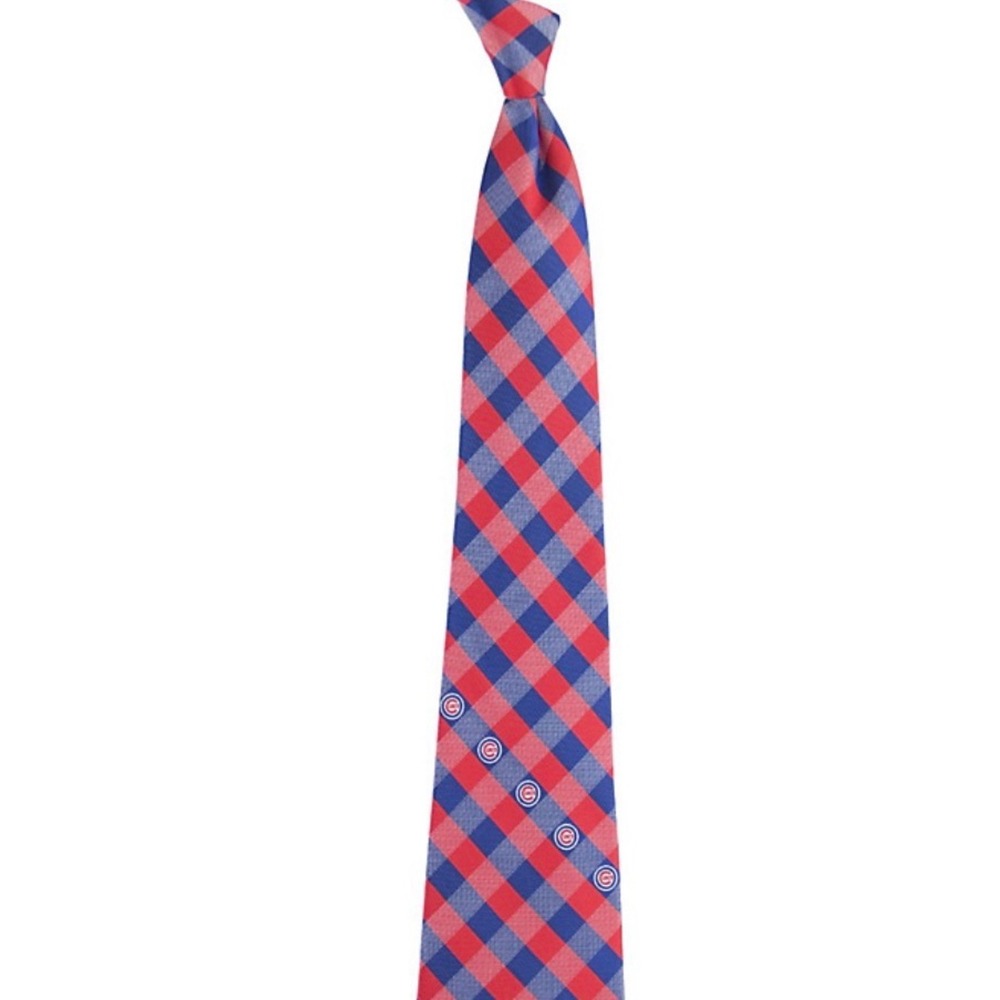 Eagles Wing Chicago Cubs Baseball NEW Men's Red and Blue Checkered Tie Red Blue